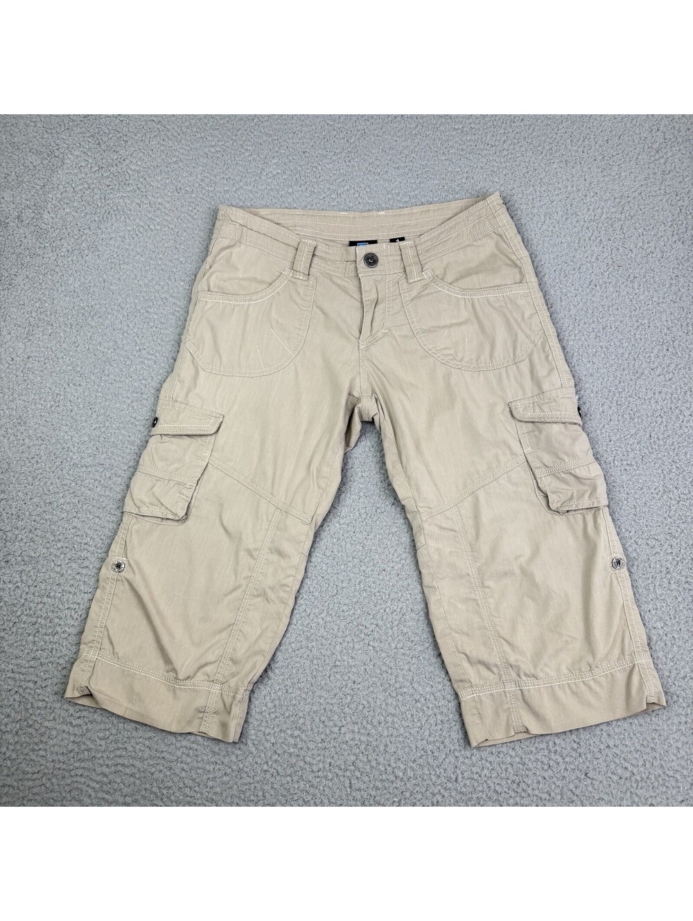 Kuhl Pants Womens 4 Khaki Beige Tan Capris Cargo Cropped Casual Hiking Outdoor